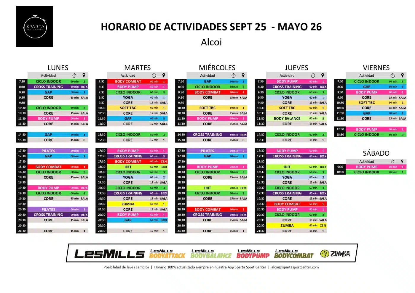 horario gimnasio sparta sport center alcoi