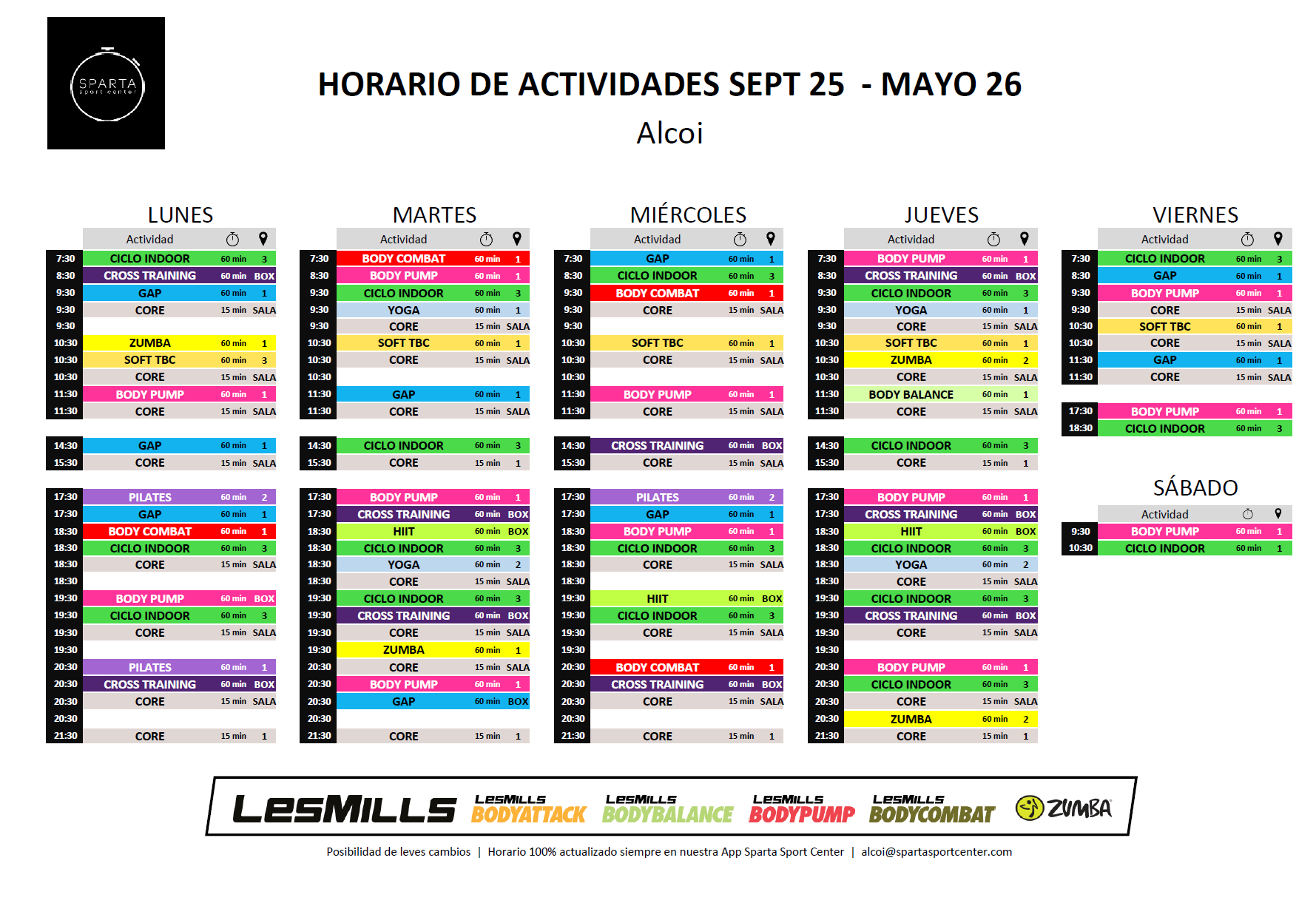 Horario actividades Alcoi