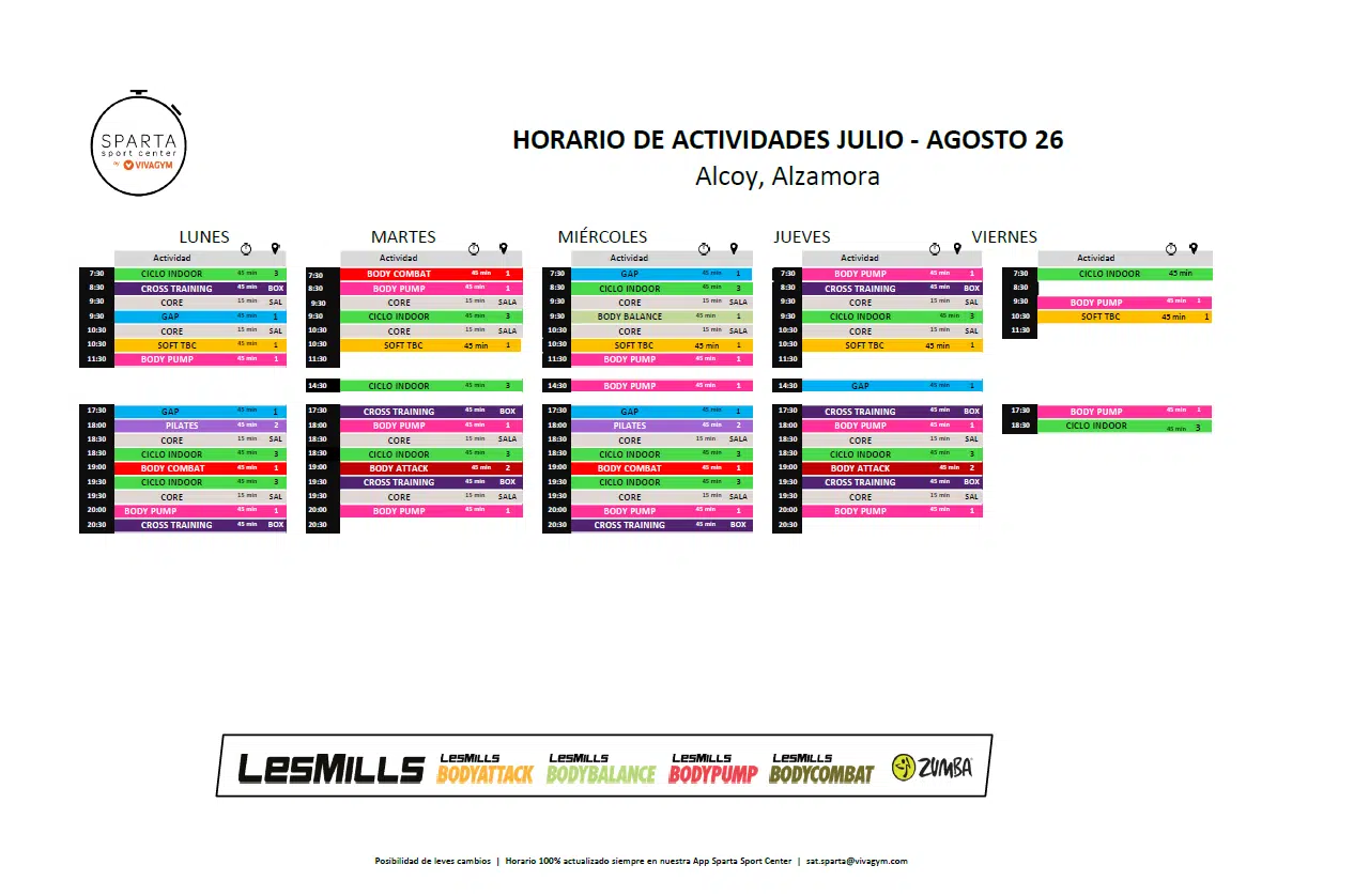 Horario actividades Alcoi