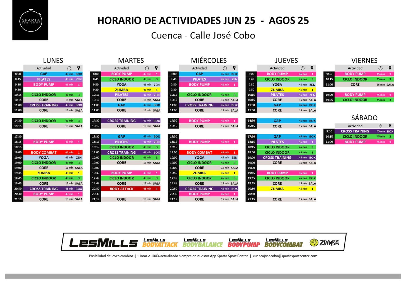 horario gimnasio sparta sport center cuenca jose cobo