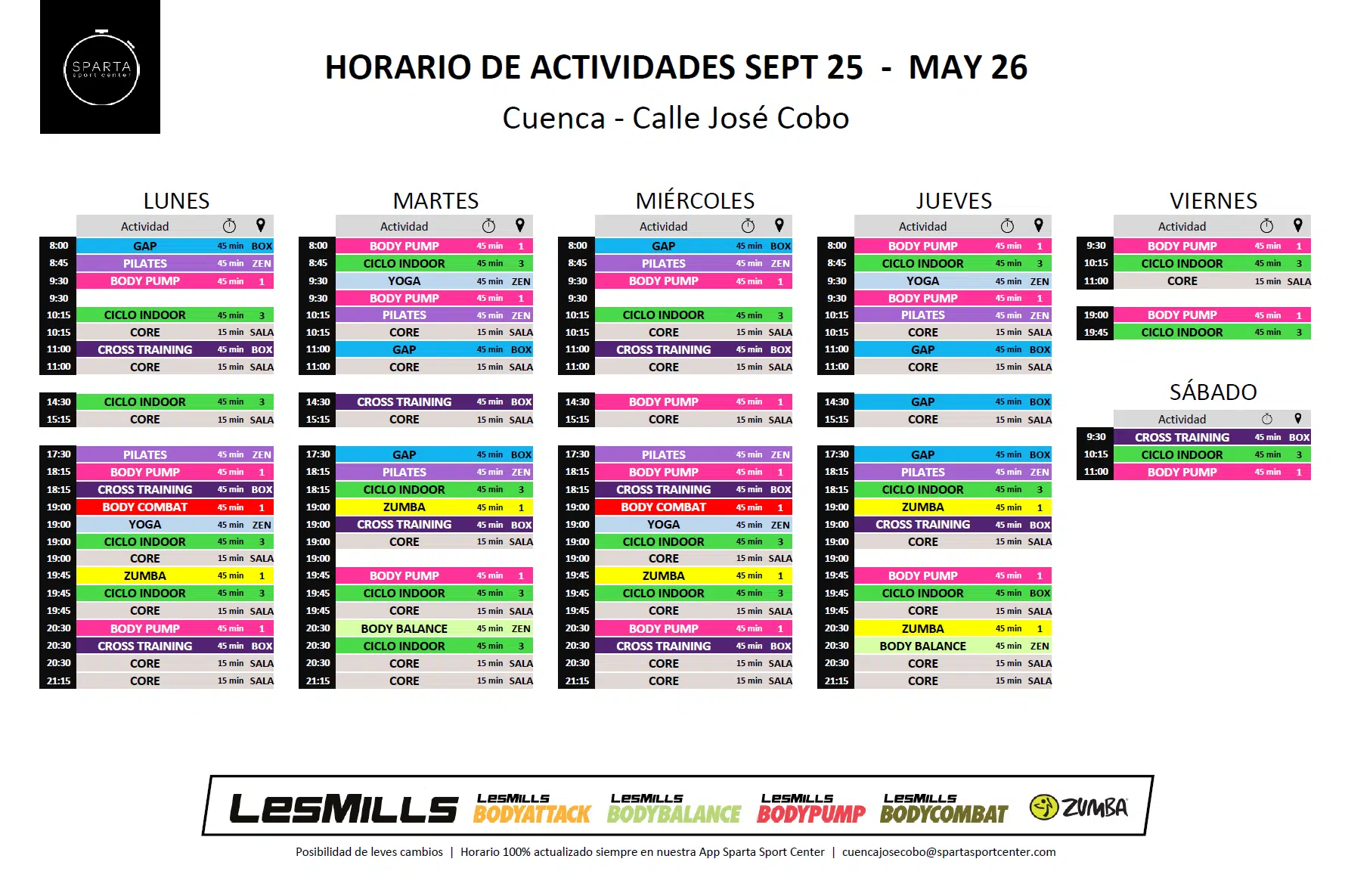 horario gimnasio sparta sport center en cuenca jose cobo