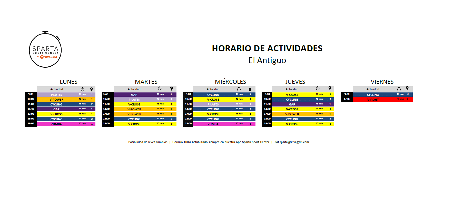 horario del gimnasio sparta sport center donostia