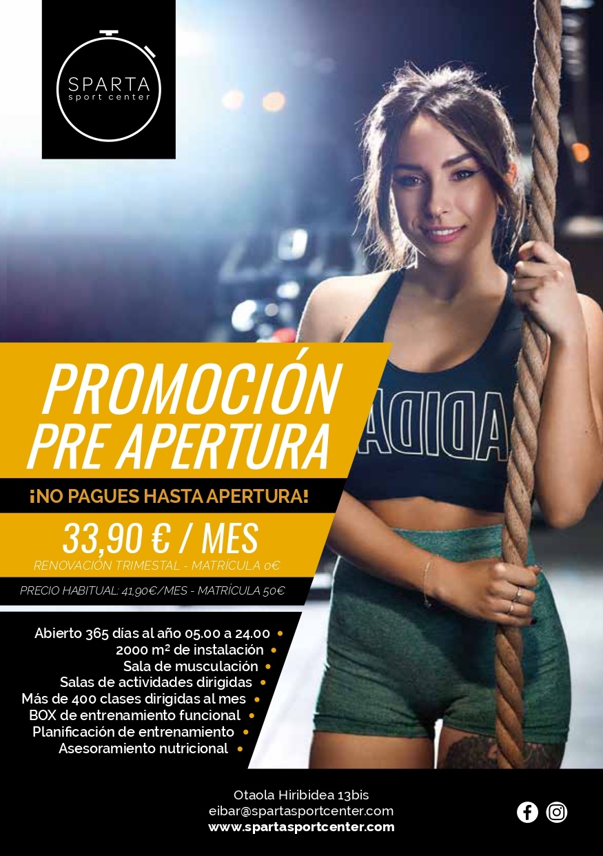 tarifa promo gimnasio sparta en eibar