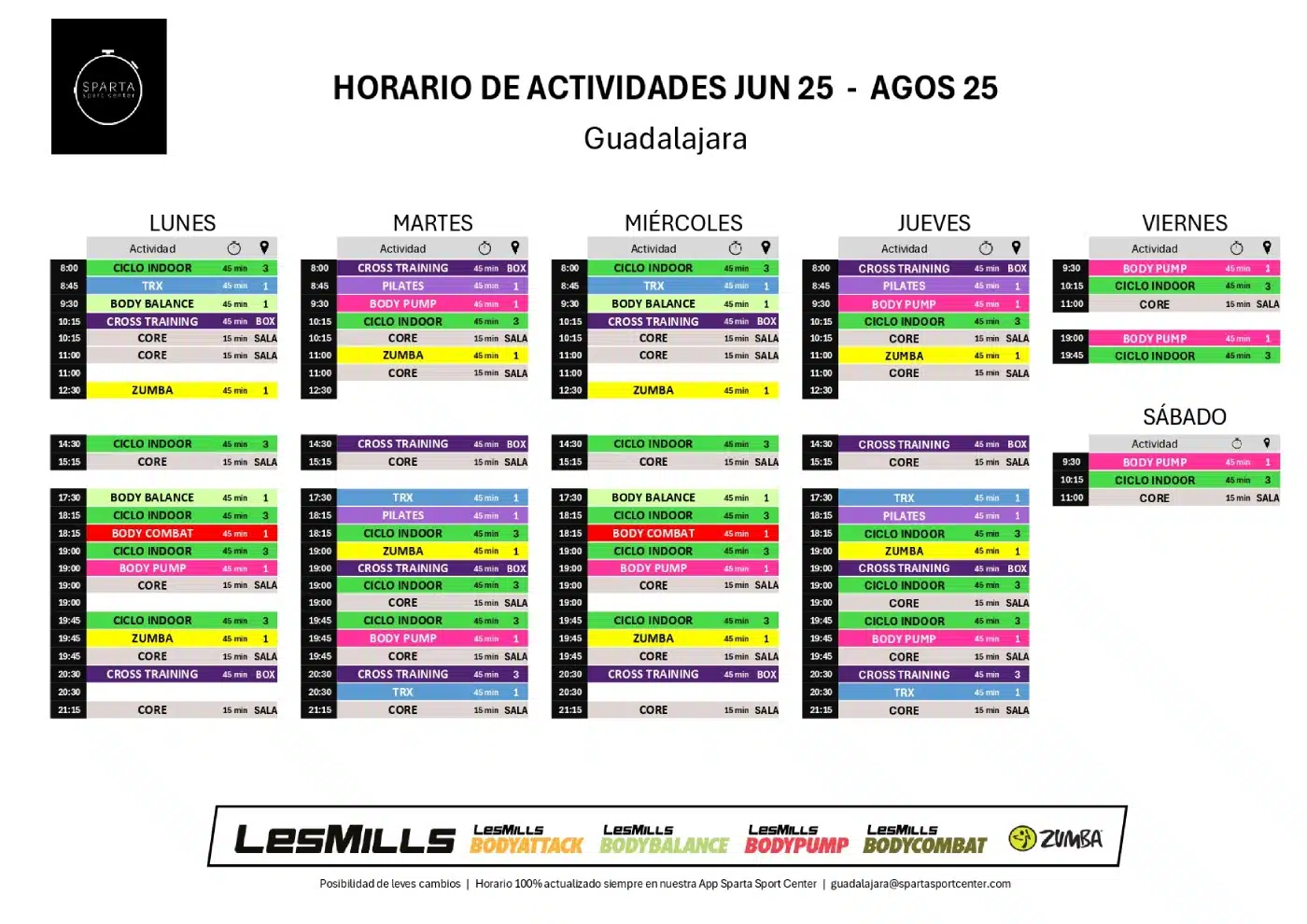 horario del gimnasio sparta sport center en guadalajara