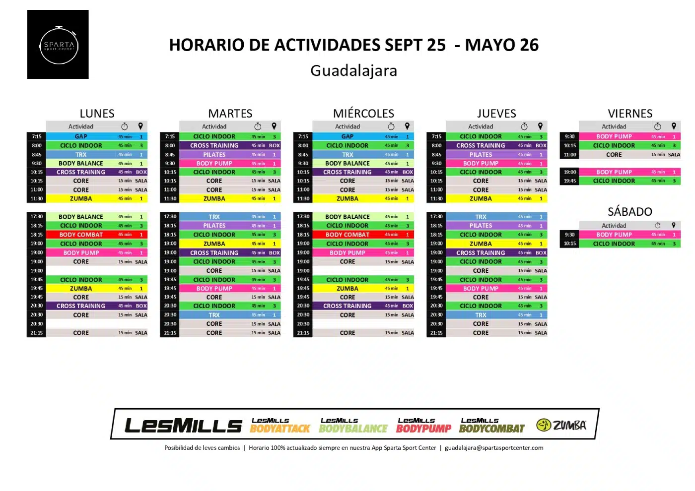 horario del gimnasio sparta sport center guadalajara