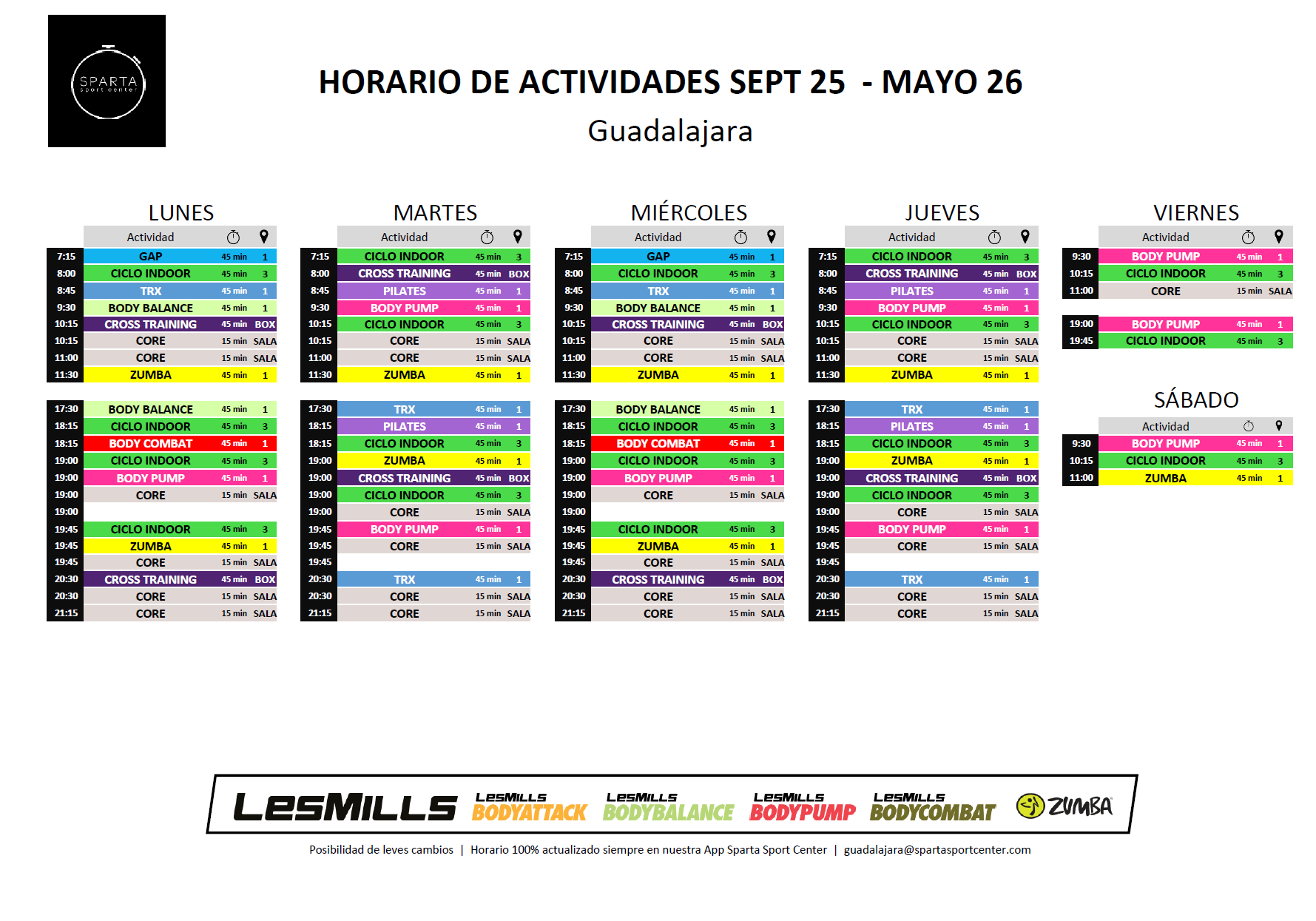 horario actividades guadalajara