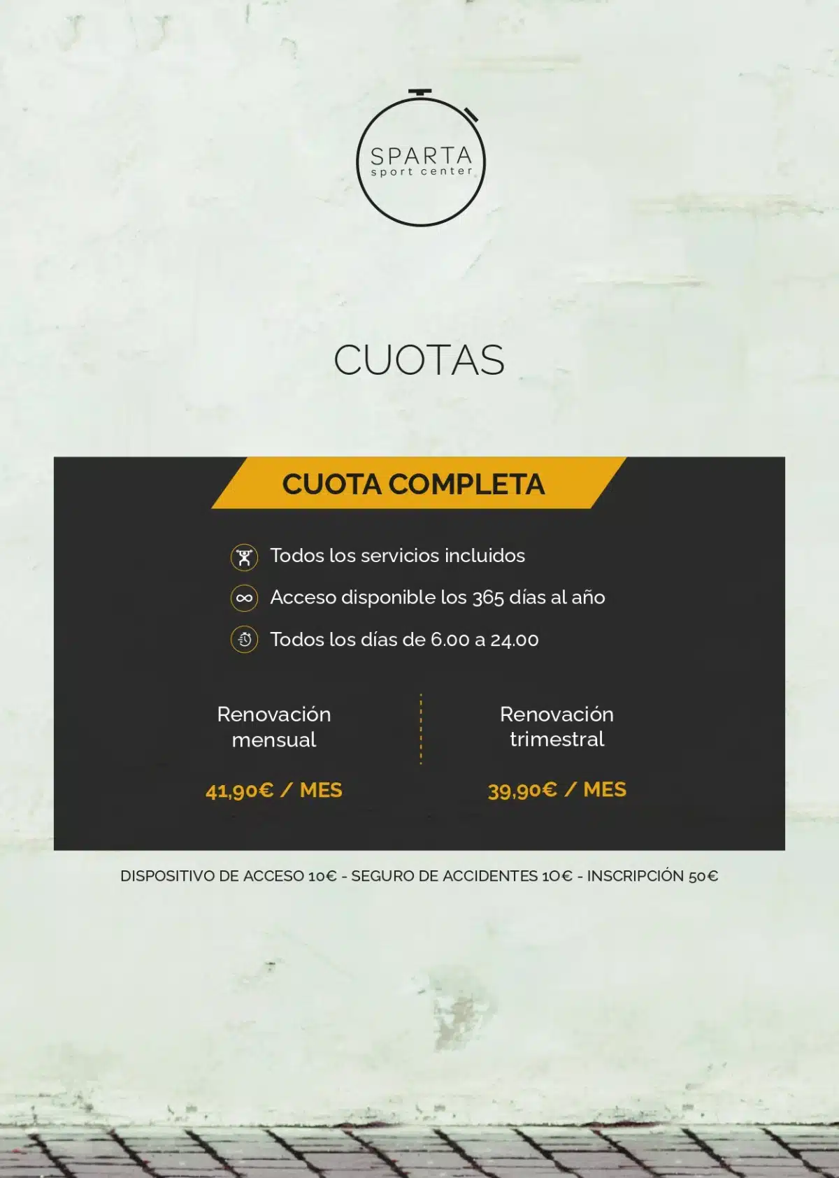 tarifas gimnasio sparta en huarte