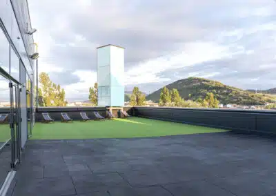 terraza del gimnasio con hamacas