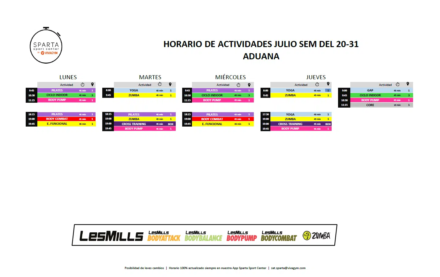 07.26 Horario actividades dirigidas Aduana