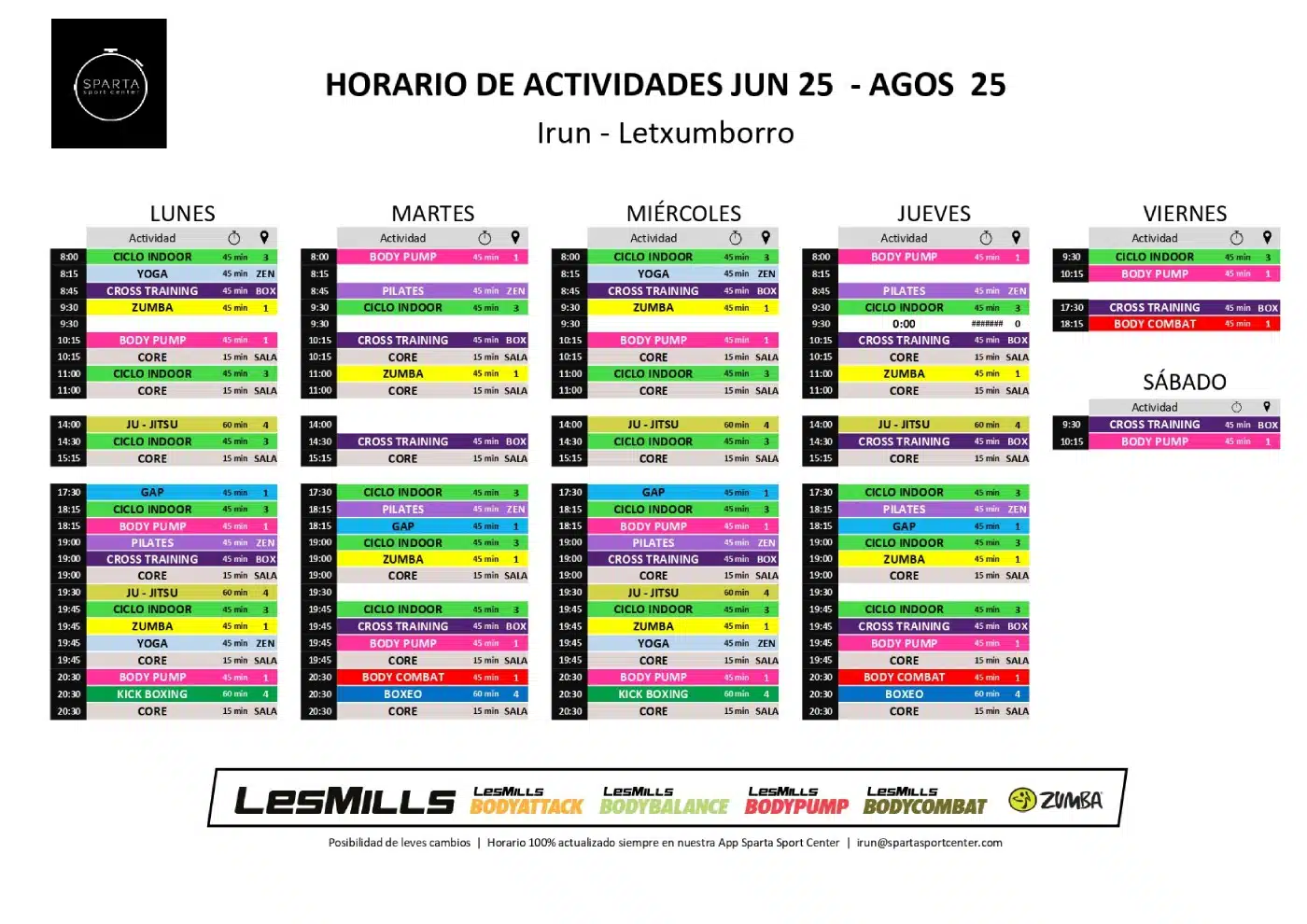 horario del gimnasio sparta sport-center irun