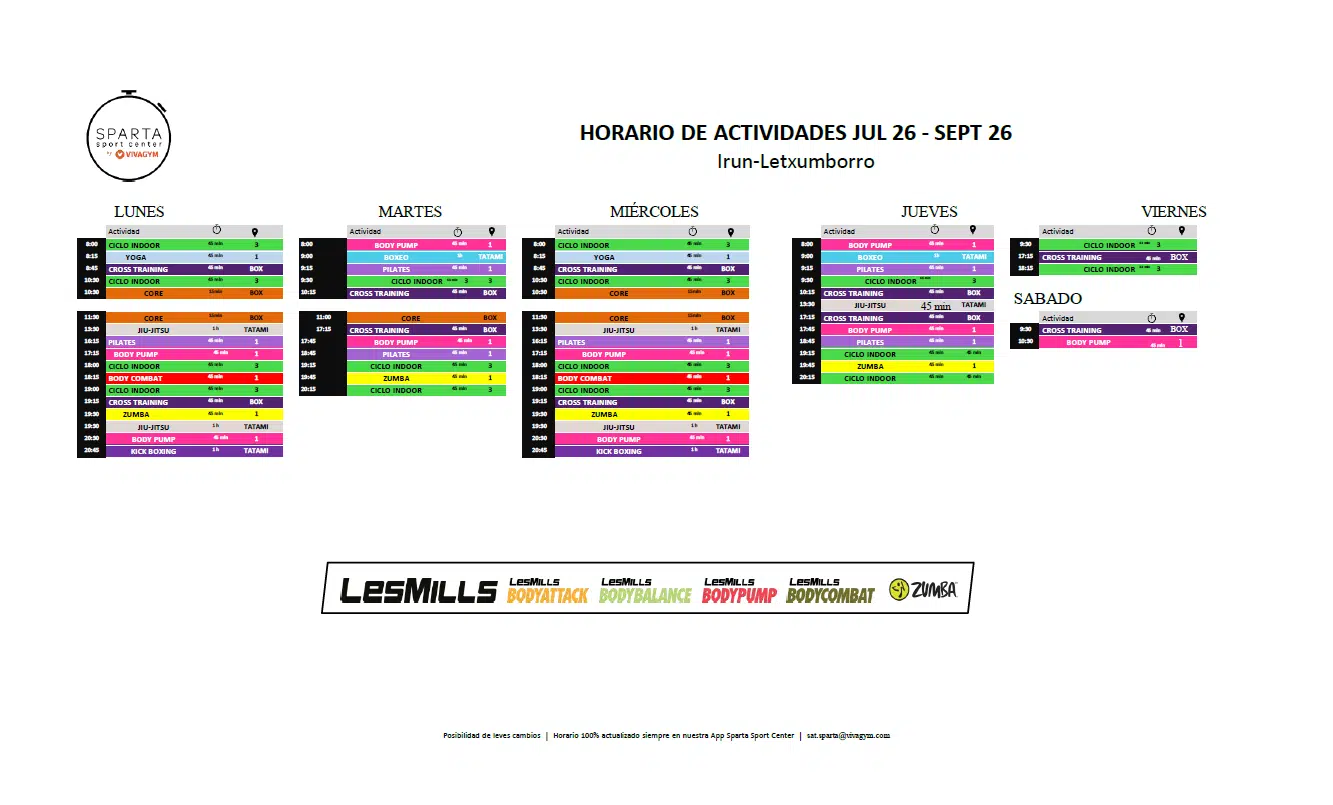 07.26 Horario actividades dirigidas Lexumborro