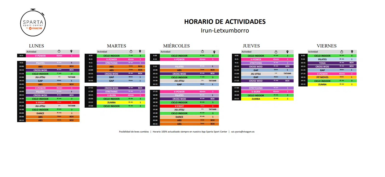 07.26 Horario actividades dirigidas Lexumborro