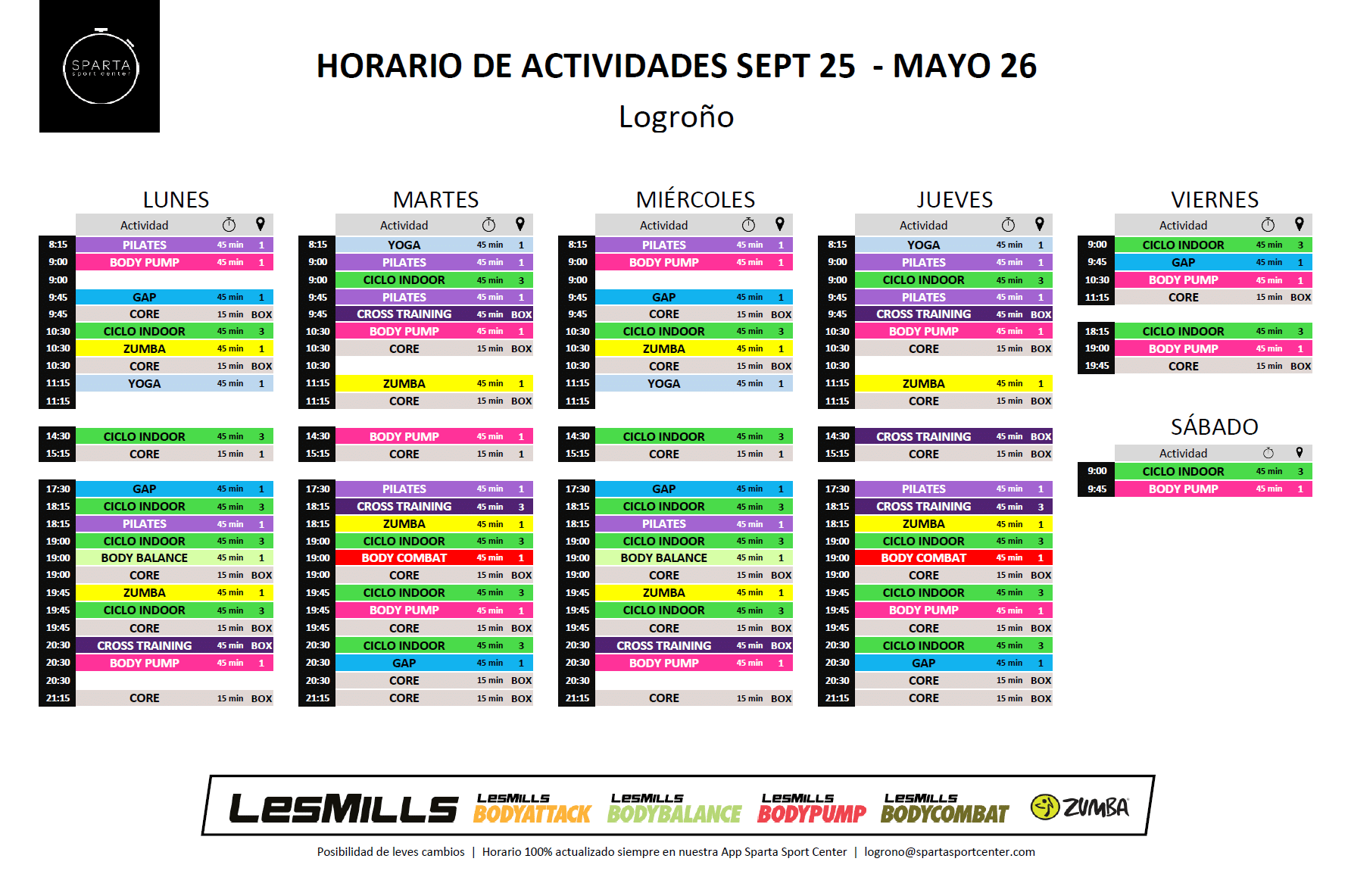 horario del gimnasio sparta sport center logrono