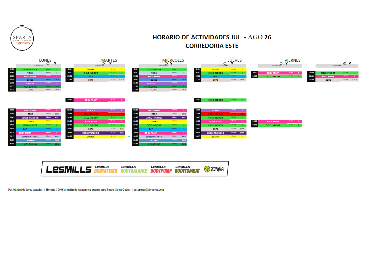 horario del gimnasio sparta sport center oviedo