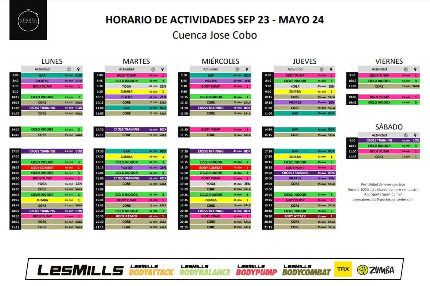 horario gimnasio sparta sport center en cuenca jose cobo