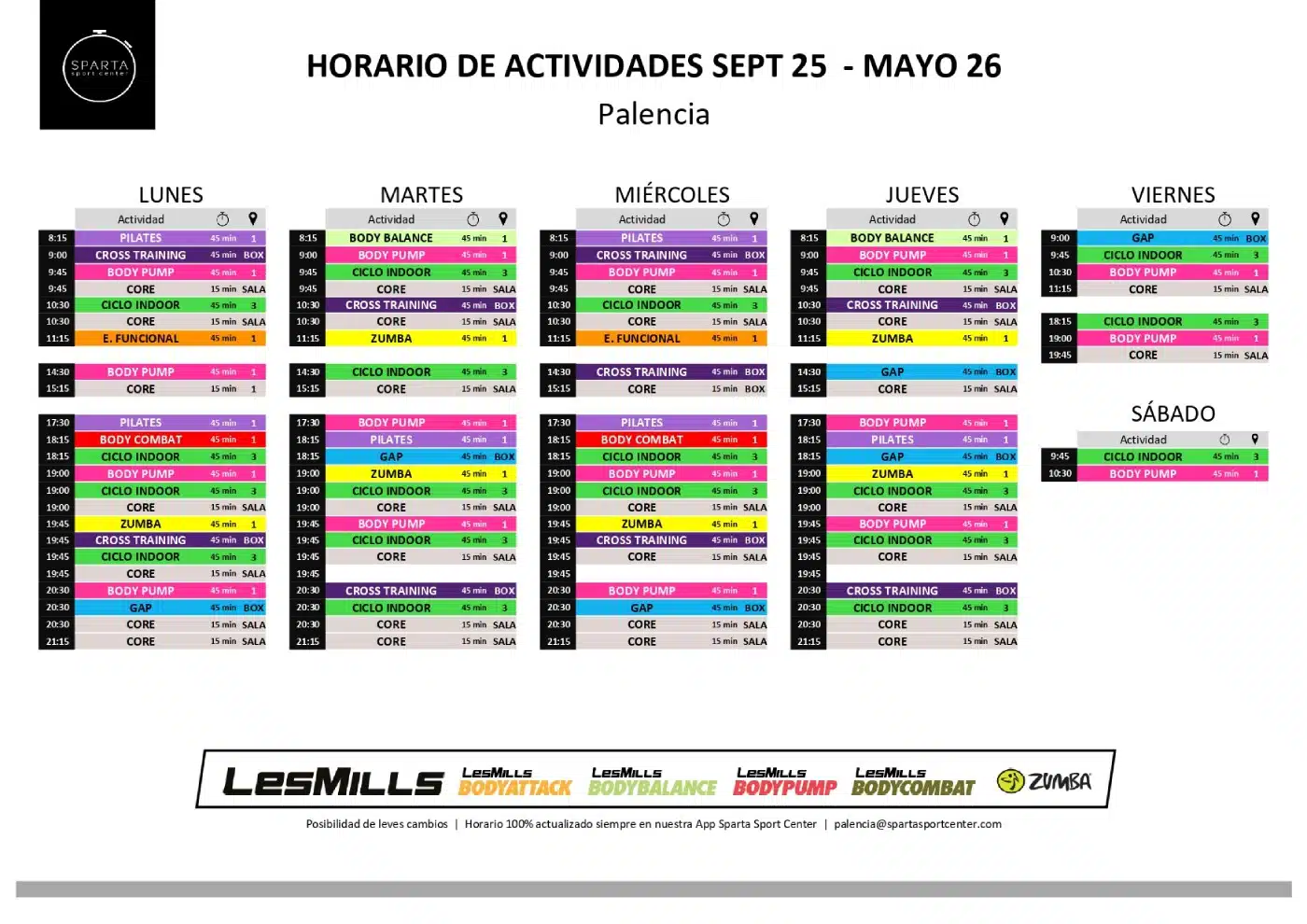horario gimnasio sparta sport center en palencia