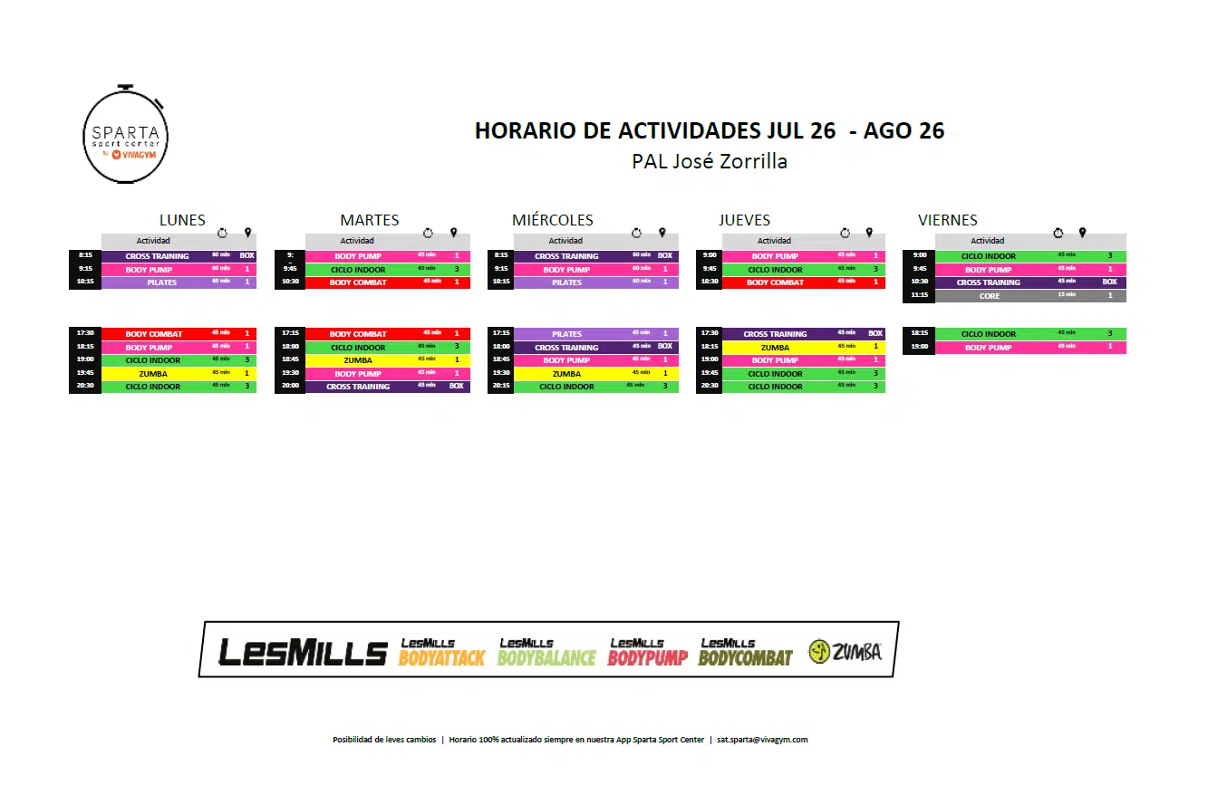 horario gimnasio sparta sport center en palencia