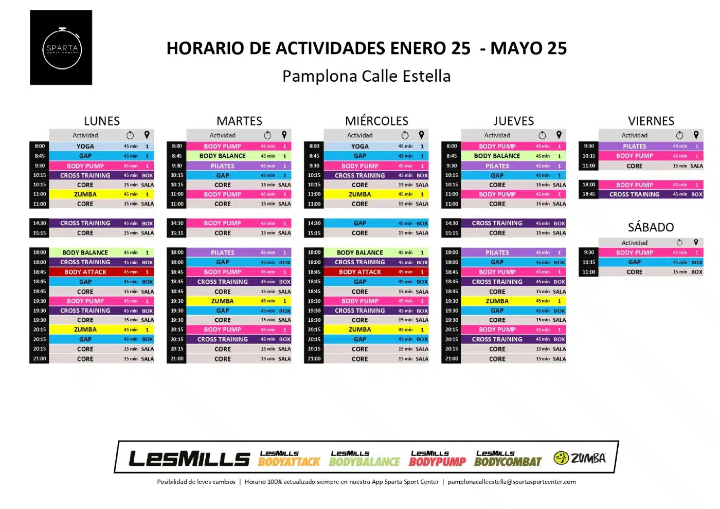 horario gimnasio sparta sport center pamplona calle estella