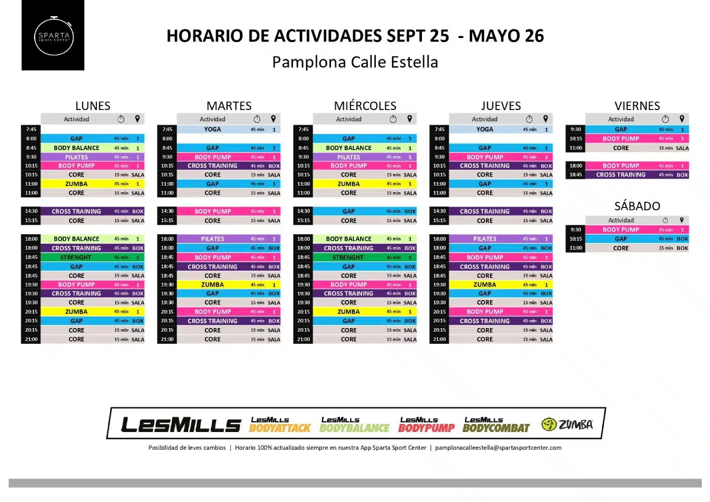horario del gimnasio sparta sport center pamplona calle estella