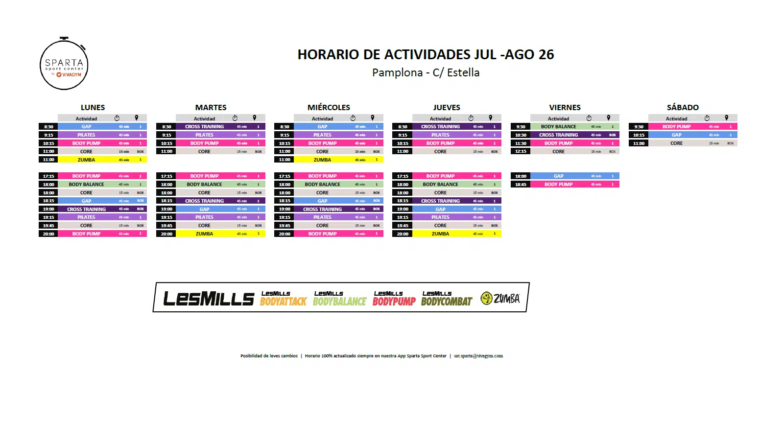 07.26 Horario actividades dirigidas Calle Estella
