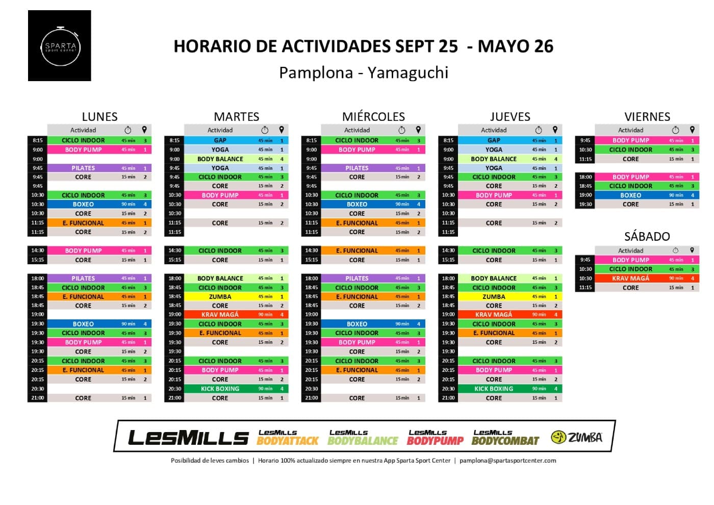 horario del gimnasio sparta sport center pamplona