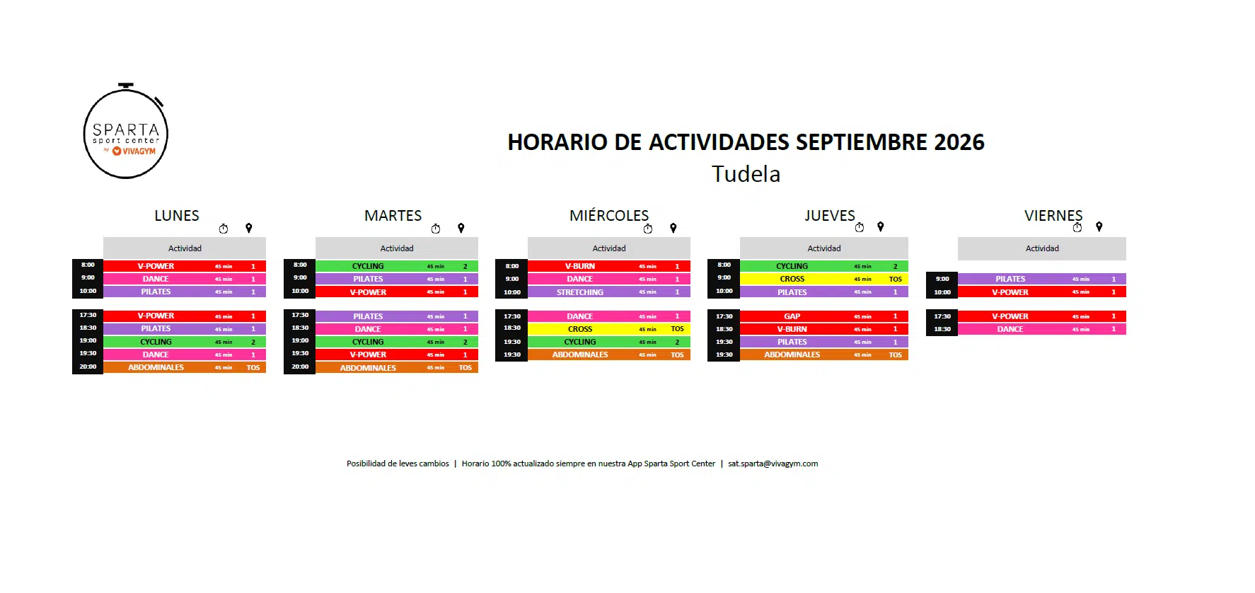 07.26 Horario actividades dirigidas Tudela