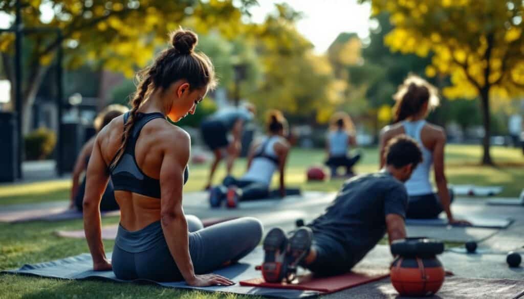 entrenamiento funcional al aire libre con pesas