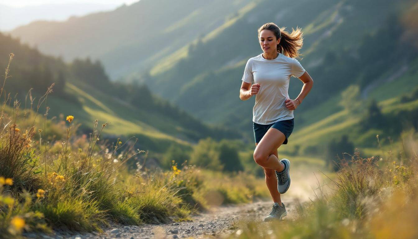 mujer corriendo en campo