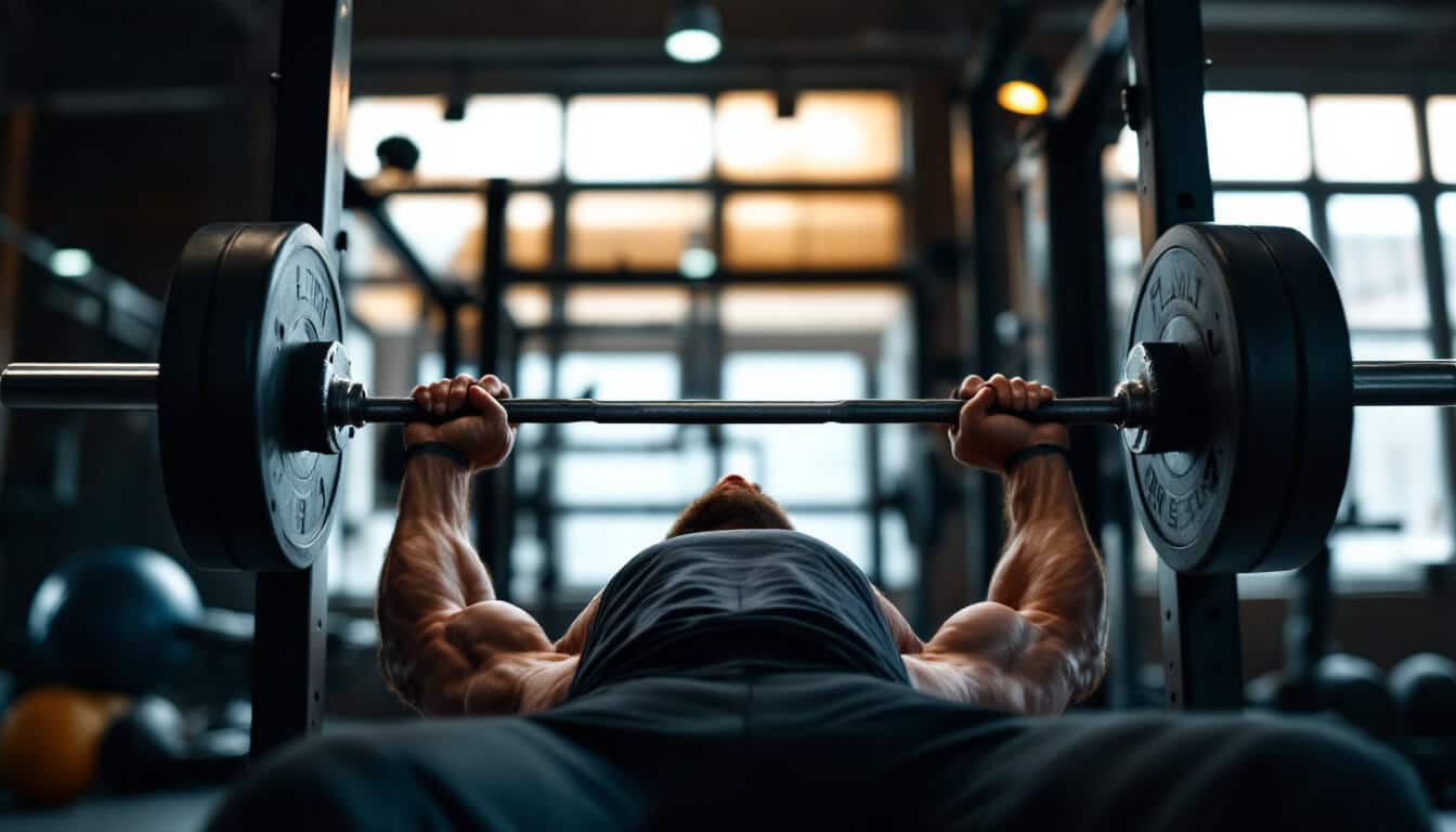hombre levantando press banca
