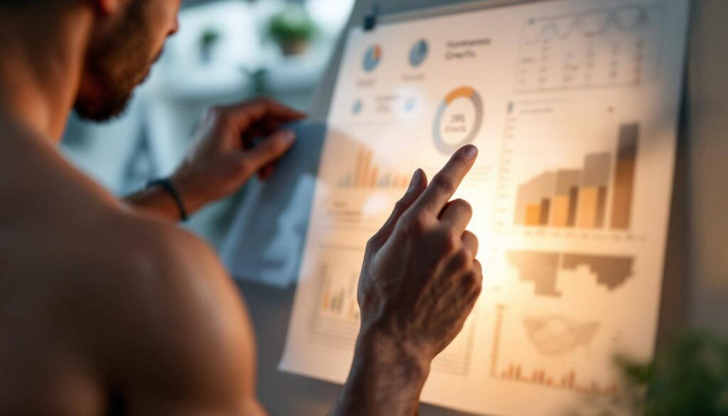 mano sobre infografía