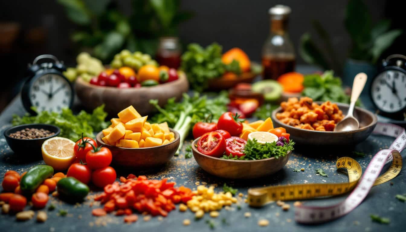 mesa con múltiples alimentos