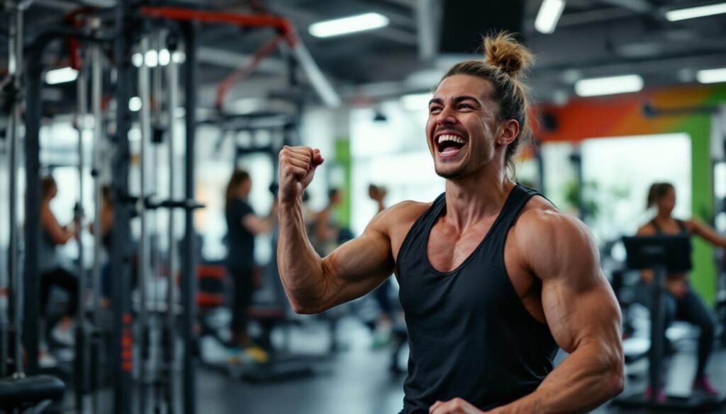 hombre celebrando con el puño