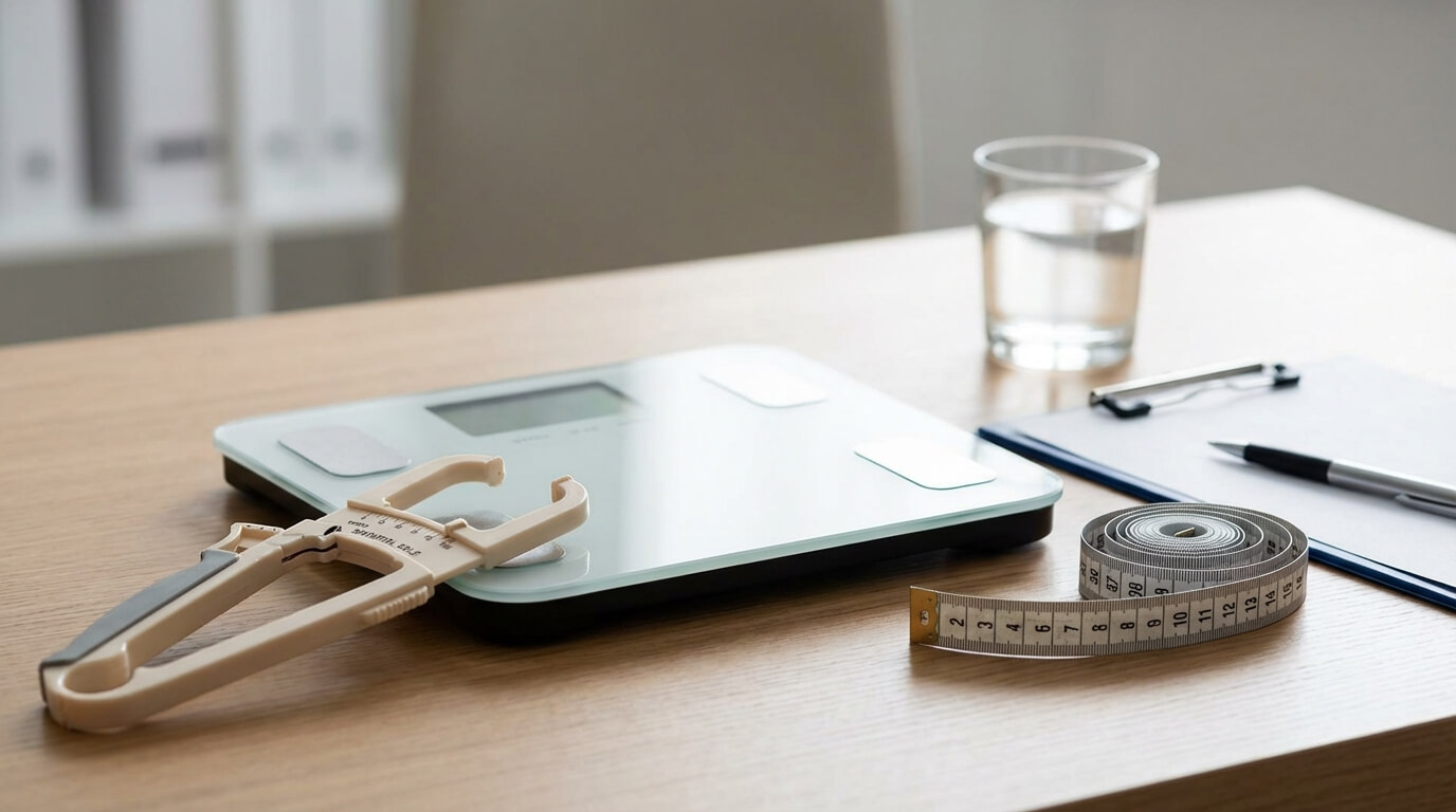 báscula en mesa con metro