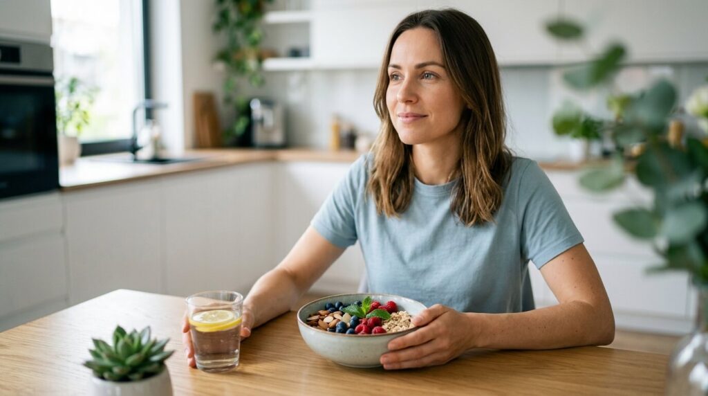 mujer comiendo